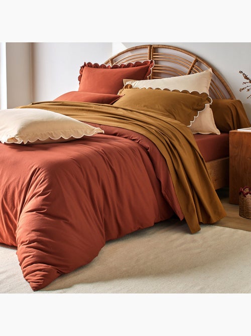 Becquet - Taie volant PERCALE LAVEE ONDULEE en coton - Kiabi