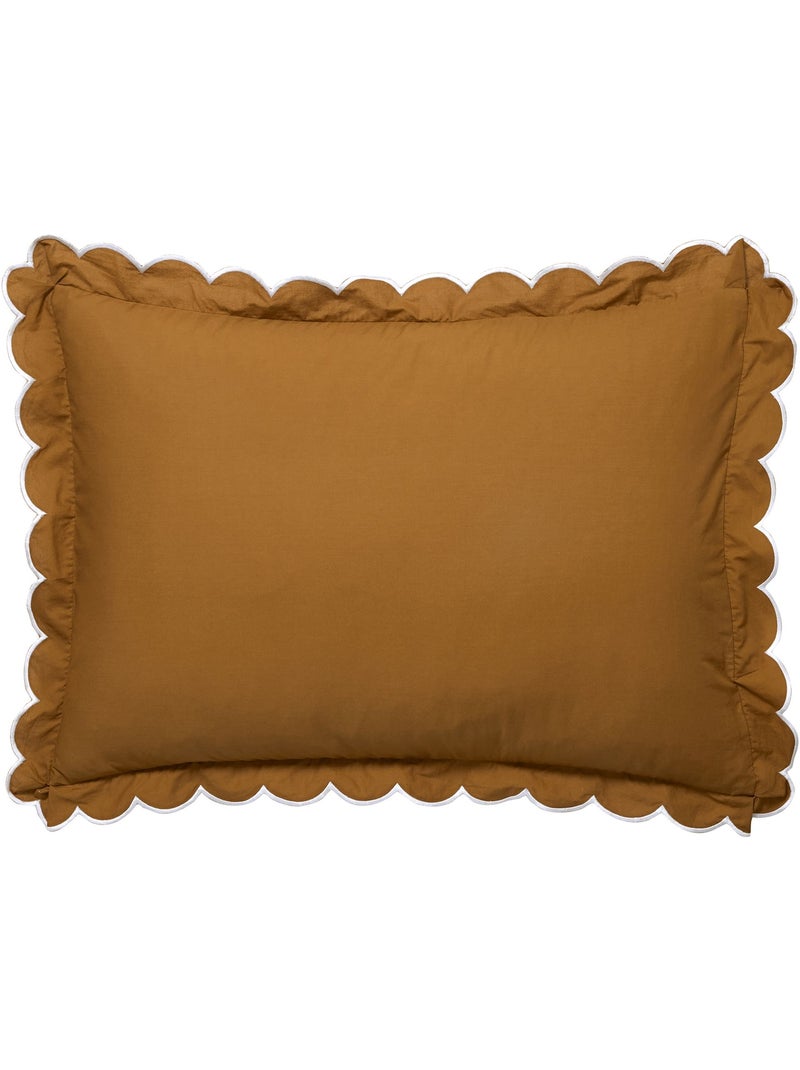 Becquet - Taie volant PERCALE LAVEE ONDULEE en coton Bronze - Kiabi