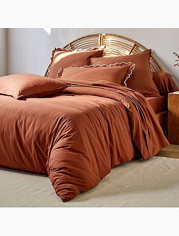 Becquet - Taie volant PERCALE LAVEE ONDULEE en coton