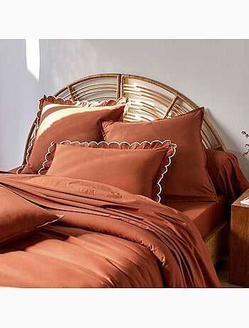 Becquet - Taie volant PERCALE LAVEE ONDULEE en coton