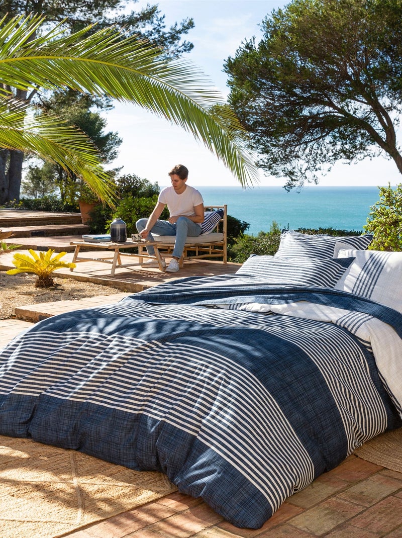 Becquet - Taie volant PLONGEON en coton Bleu marine - Kiabi