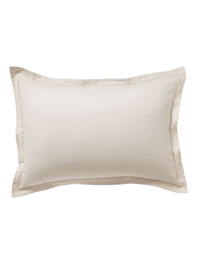 Becquet - Taie volant SATIN RAYE/UNI en coton Beige - Kiabi