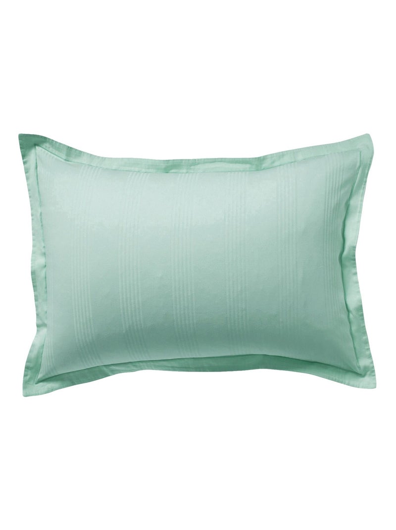 Becquet - Taie volant SATIN RAYE/UNI en coton Bleu céladon - Kiabi