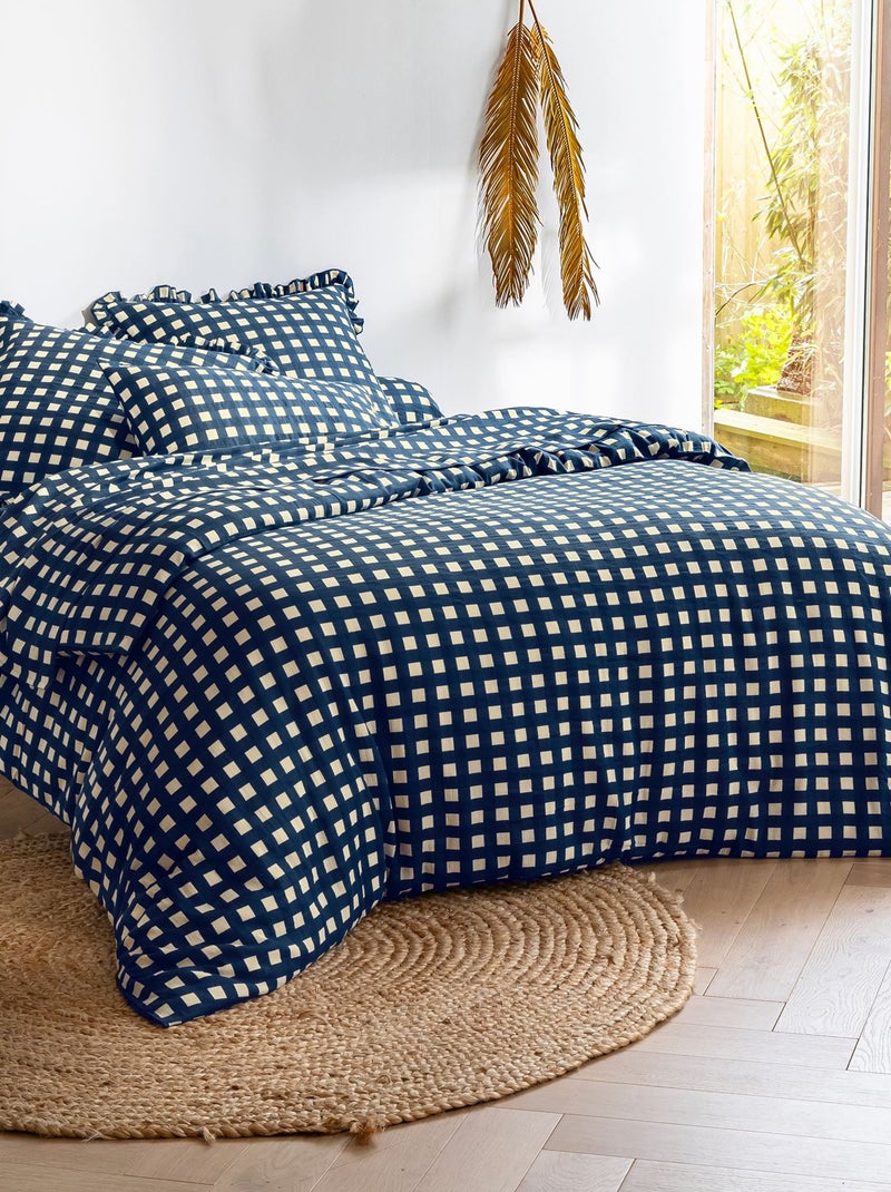 Becquet - Taie volant VICHY en coton Bleu - Kiabi