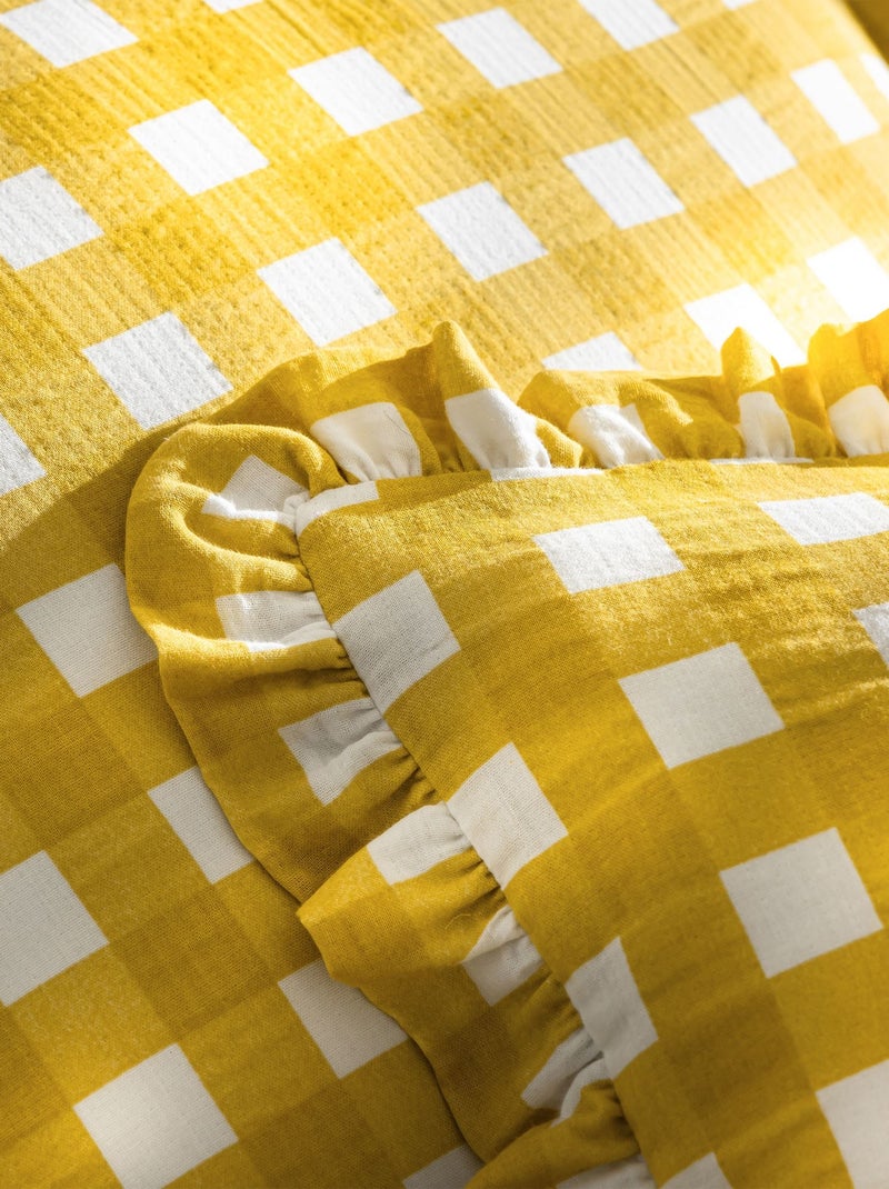 Becquet - Taie volant VICHY en coton Jaune - Kiabi