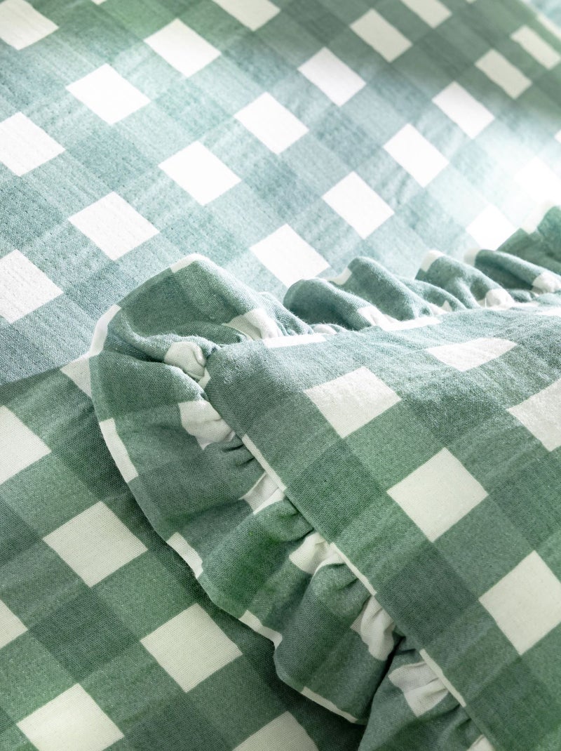 Becquet - Taie volant VICHY en coton Vert clair - Kiabi