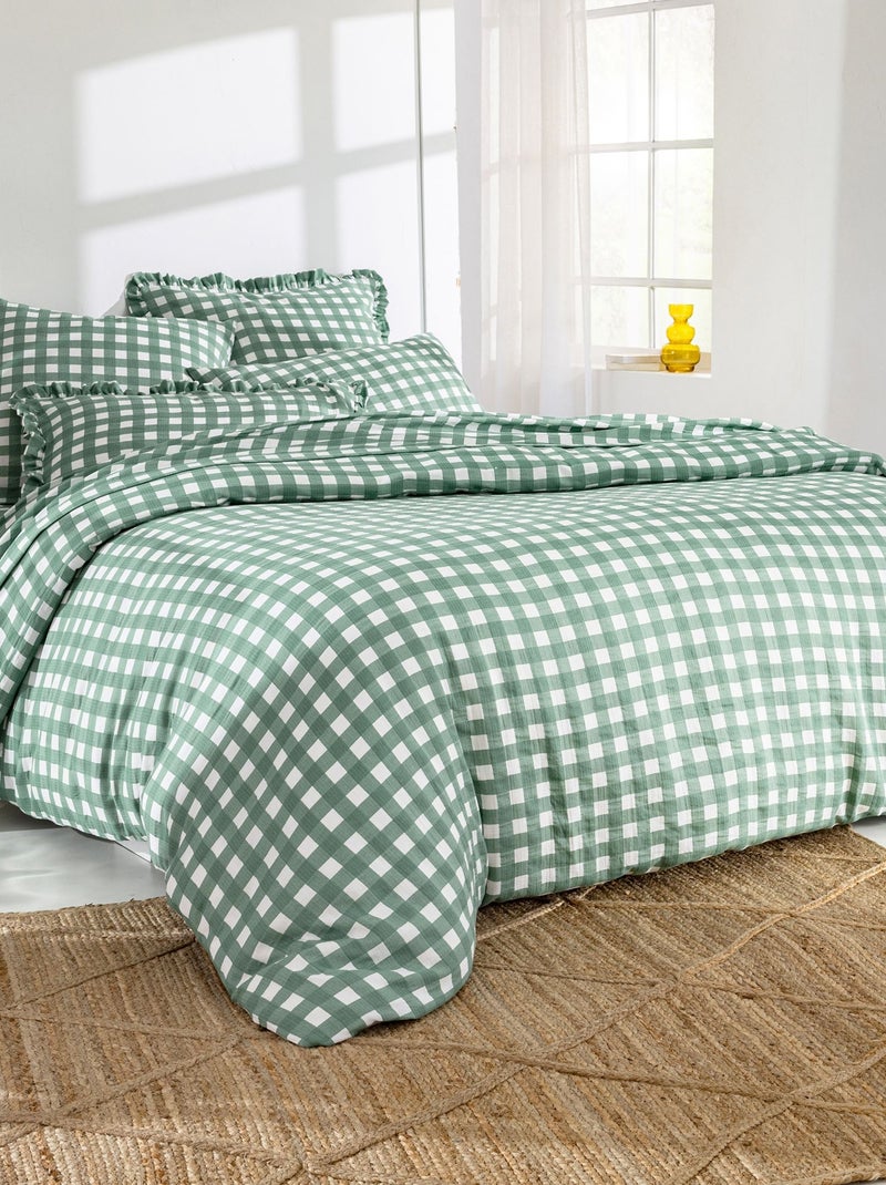 Becquet - Taie volant VICHY en coton Vert clair - Kiabi