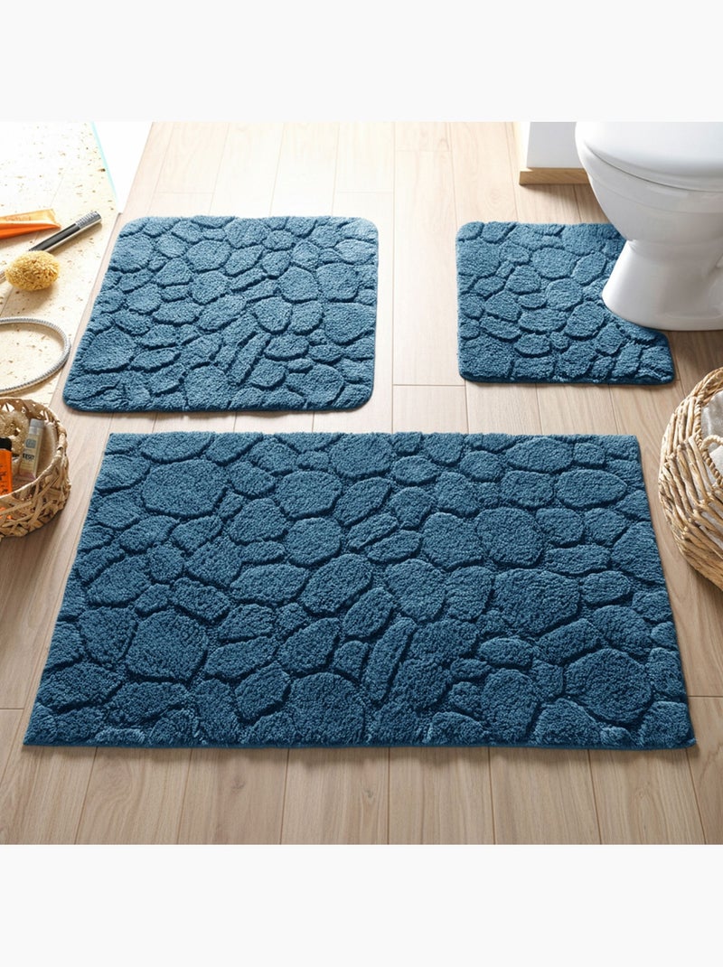 Becquet - Tapis contour wc GALETS en coton Bleu foncé - Kiabi