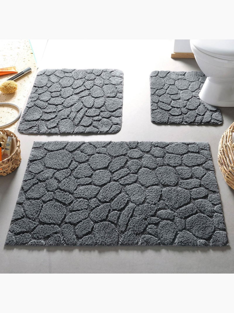 Becquet - Tapis contour wc GALETS en coton gris anthracite - Kiabi