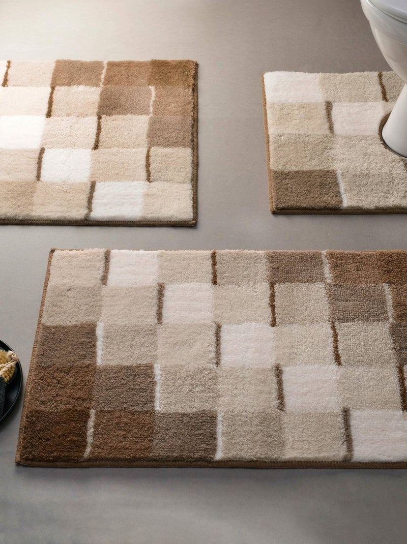 Becquet - Tapis contour wc MOSAIQUE en acrylique Beige - Kiabi