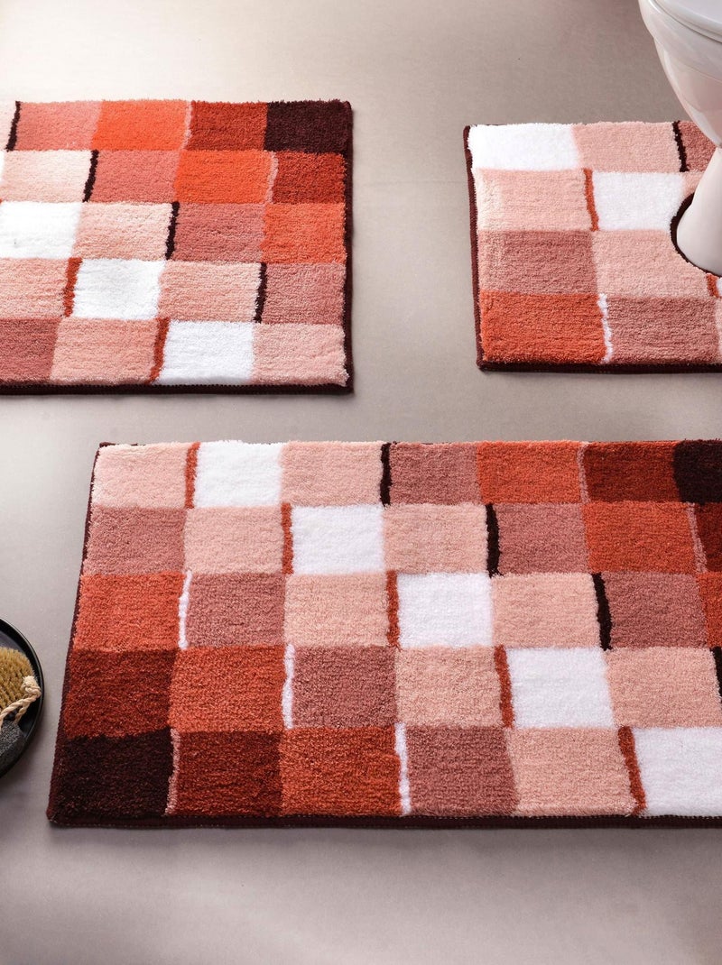 Becquet - Tapis contour wc MOSAIQUE en acrylique Rose - Kiabi