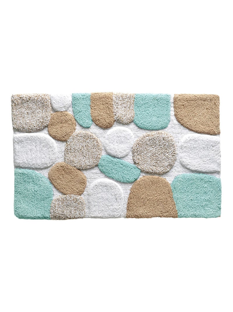 Becquet - Tapis de bain CAILLOUX en coton Bleu turquoise - Kiabi