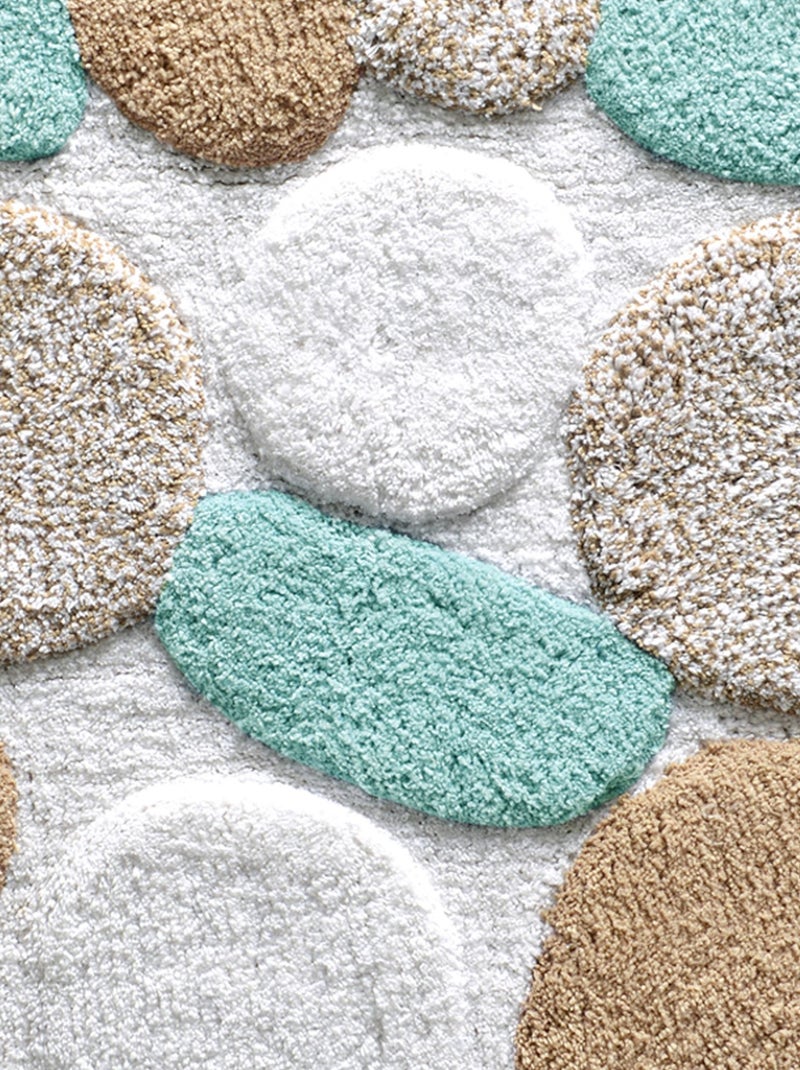 Becquet - Tapis de bain CAILLOUX en coton Bleu turquoise - Kiabi