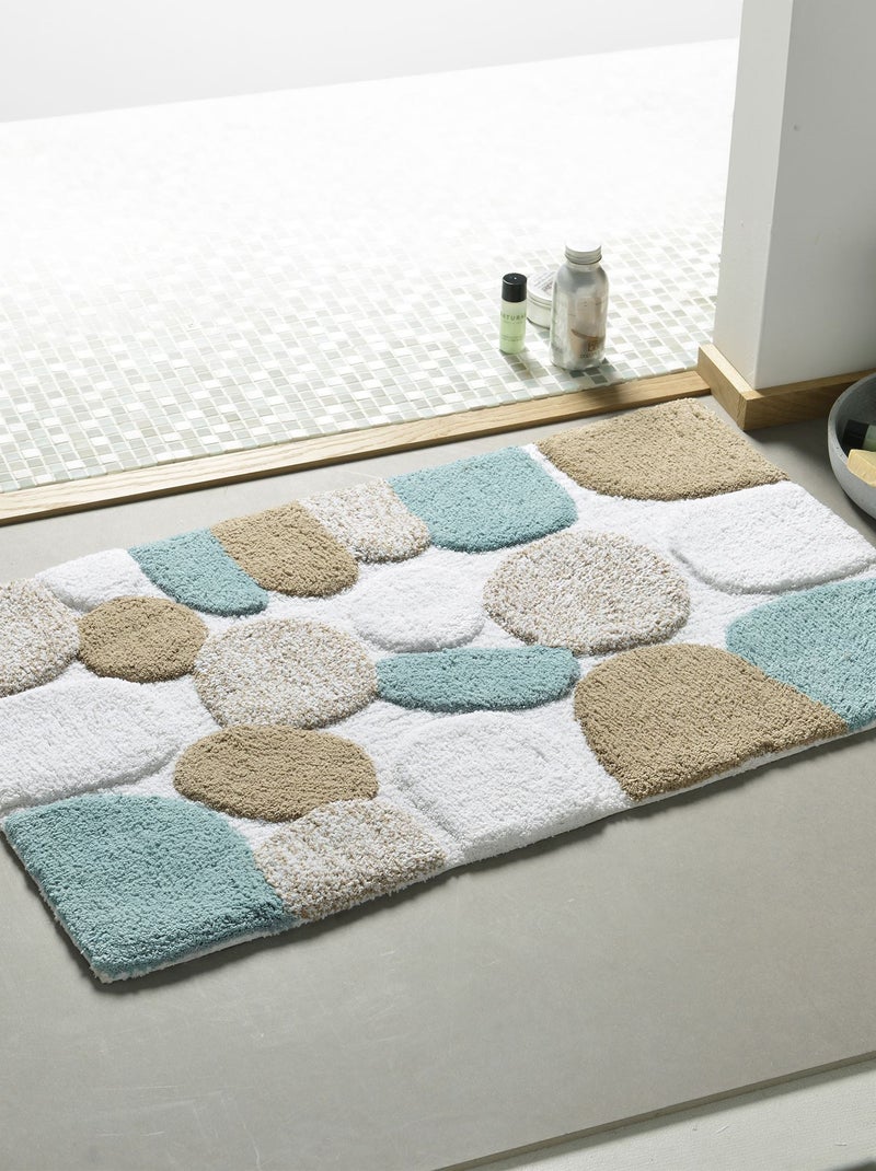 Becquet - Tapis de bain CAILLOUX en coton Bleu turquoise - Kiabi