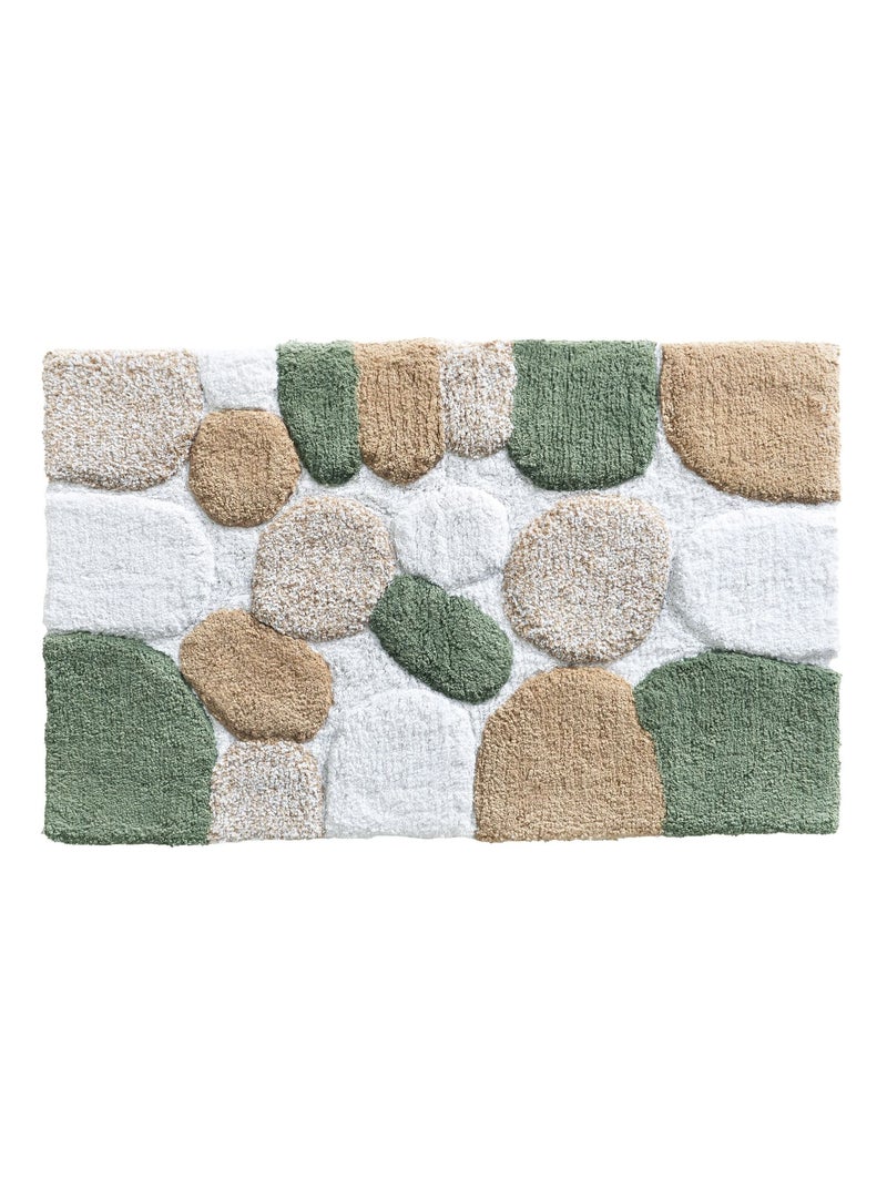 Becquet - Tapis de bain CAILLOUX en coton Vert kaki - Kiabi