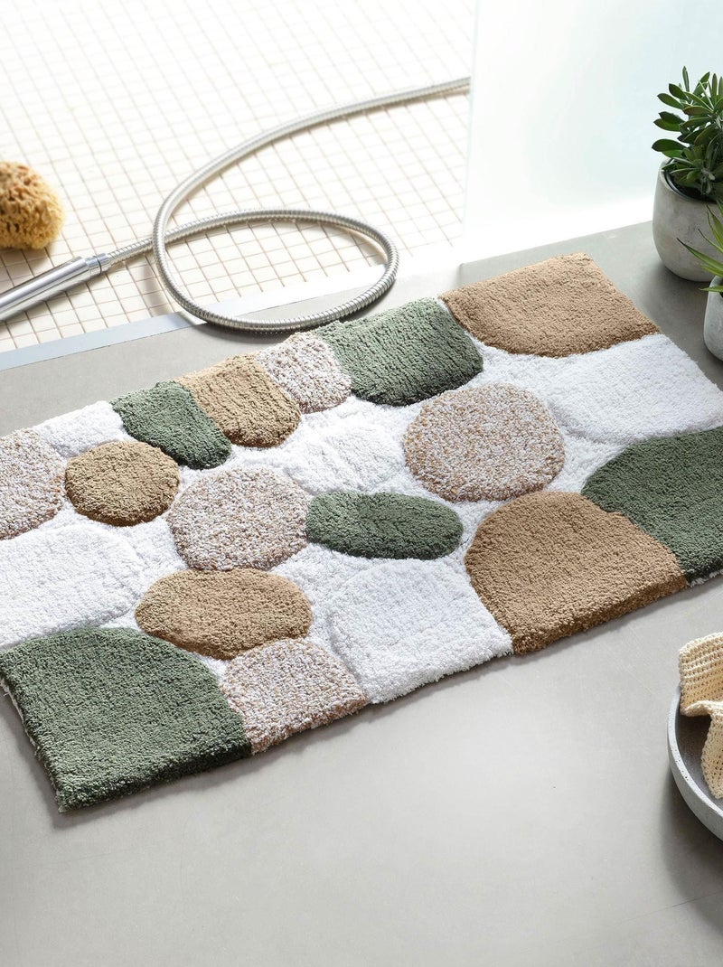 Becquet - Tapis de bain CAILLOUX en coton Vert kaki - Kiabi