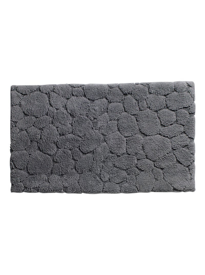 Becquet - Tapis de bain GALETS en coton gris anthracite - Kiabi