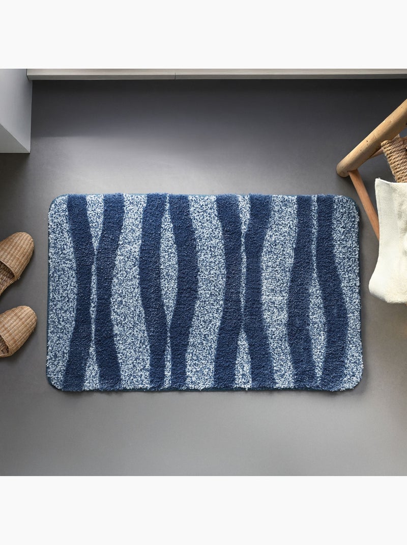 Becquet - Tapis de bain VAGUE en polyester Bleu - Kiabi