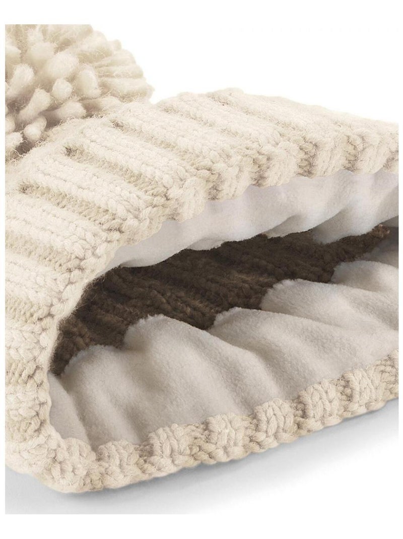 Beechfield - Bonnet à pompon Blanc nacré - Kiabi