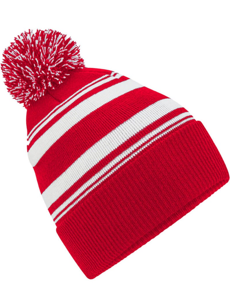 Beechfield - Bonnet motif/style rayé FAN Rouge grenat - Kiabi