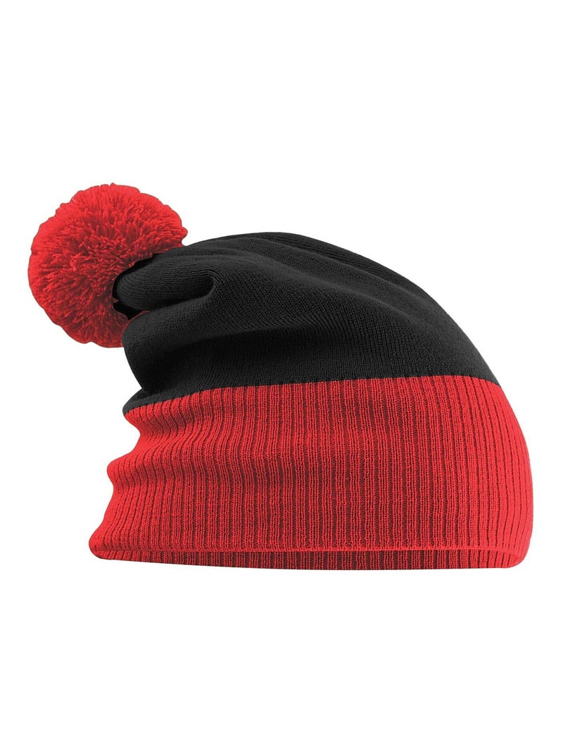 Beechfield - Bonnet SNOWSTAR Noir Rouge - Kiabi