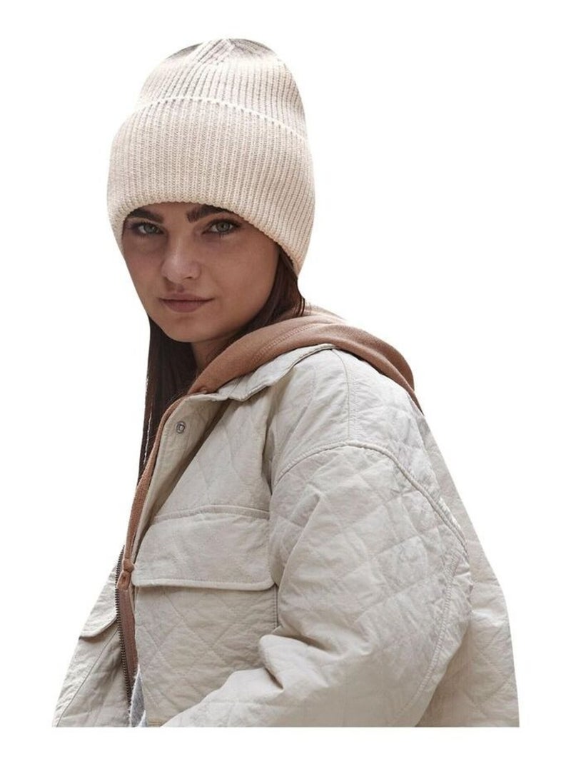 Beechfield Bonnet oversize à manchettes Blanc nacré - Kiabi