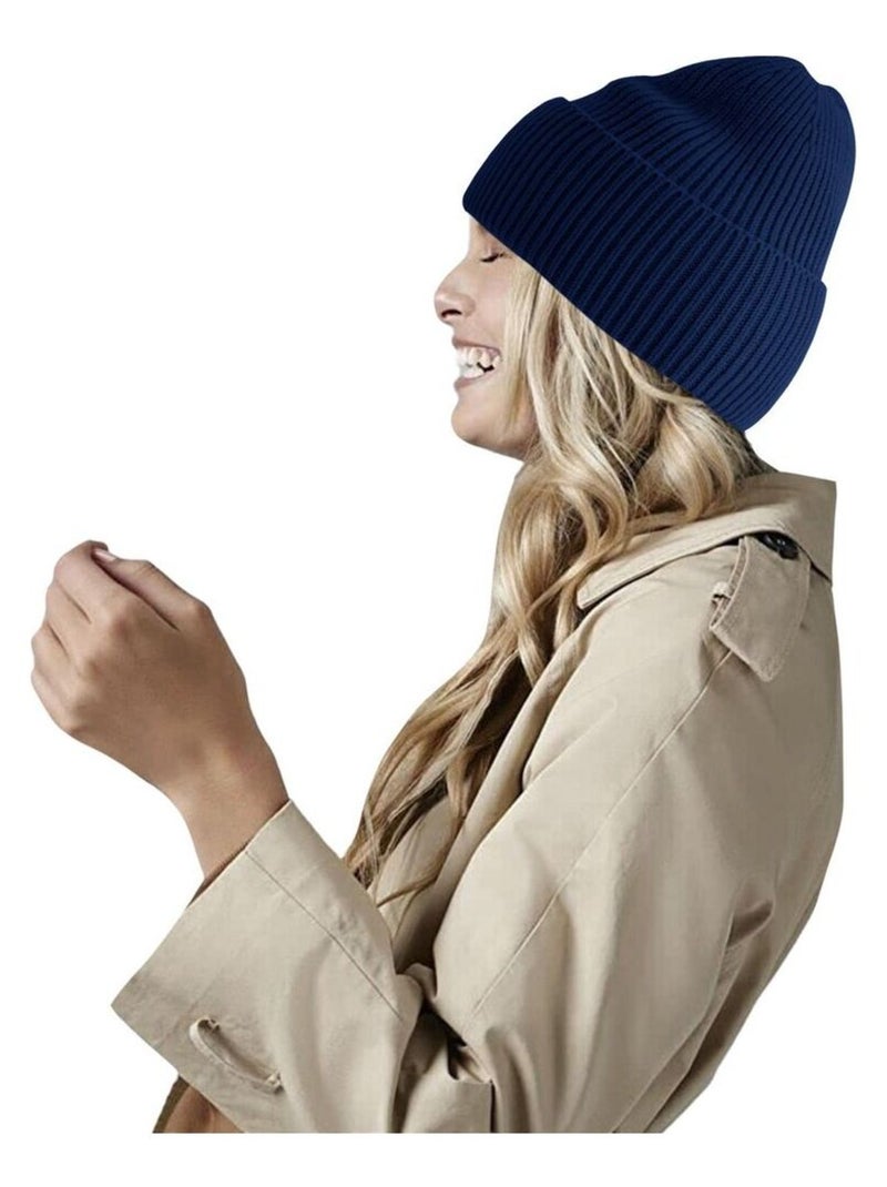 Beechfield Bonnet oversize à manchettes Bleu marine - Kiabi