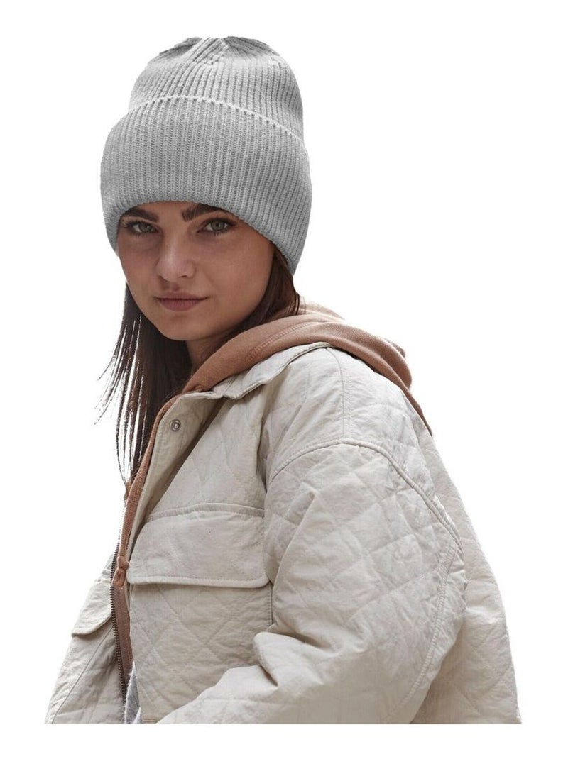 Beechfield Bonnet oversize à manchettes Gris clair - Kiabi