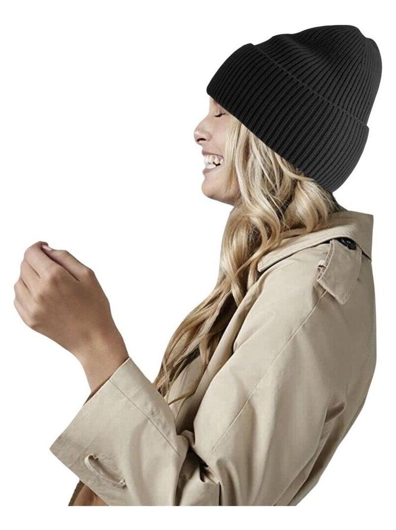 Beechfield Bonnet oversize à manchettes Noir - Kiabi