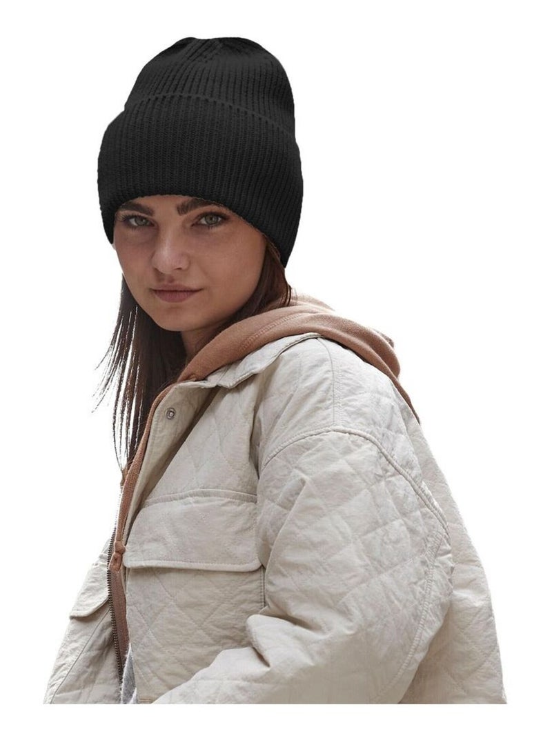 Beechfield Bonnet oversize à manchettes Noir - Kiabi