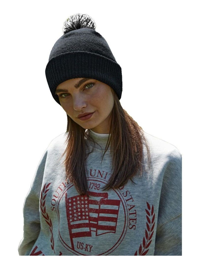 Beechfield Snowstar - Bonnet bicolore recyclé Noir Blanc - Kiabi
