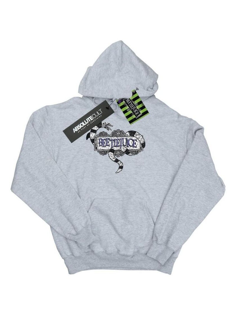 Beetlejuice - Sweat à capuche motif Ver des sables motif/style logo Gris chiné - Kiabi