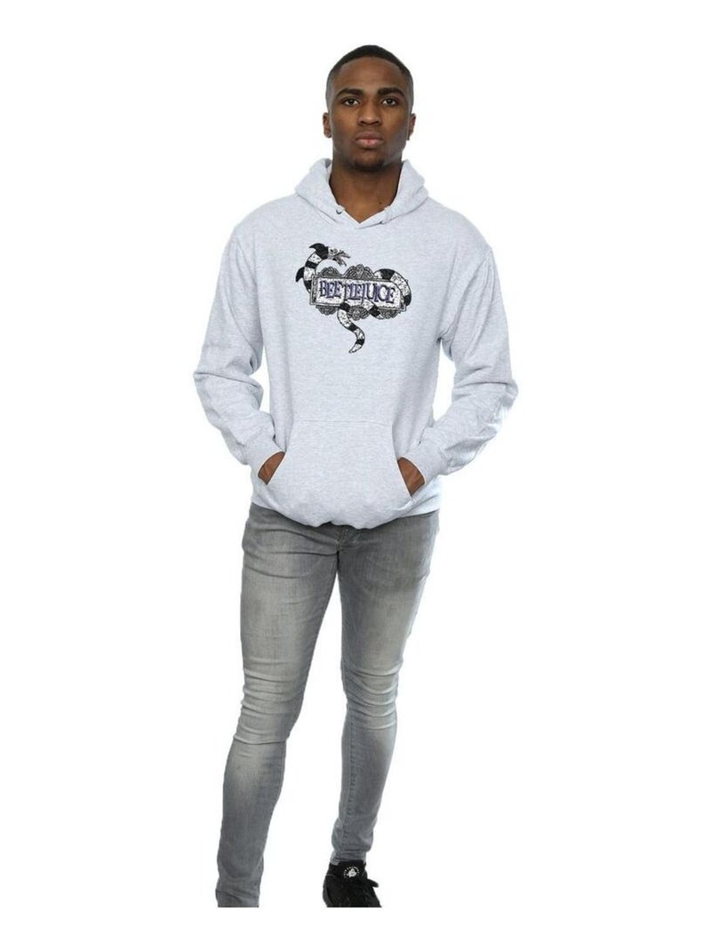 Beetlejuice - Sweat à capuche motif Ver des sables motif/style logo Gris chiné - Kiabi