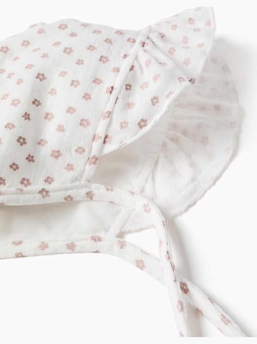 Béguin en coton avec motif floral et liens latéraux - Kiabi