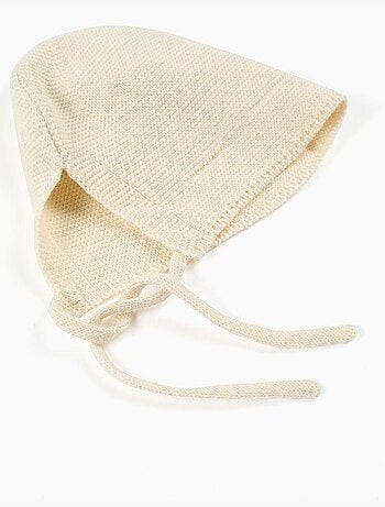 Béguin en maille de coton avec liens à nouer