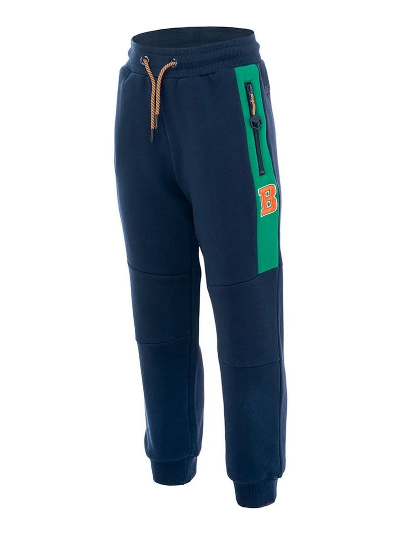 Bejo - Pantalon de jogging TIOGER Bleu marine/Orange fluo - Kiabi