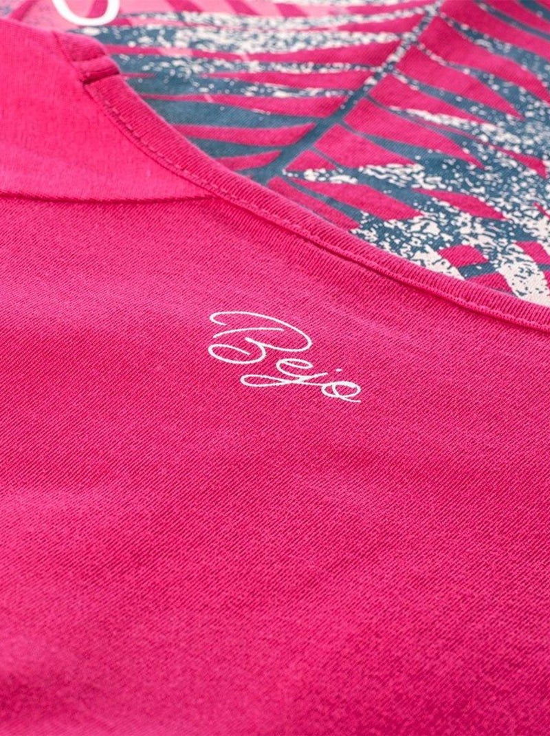 Bejo - T-shirt manches longues motif/style Feuilles RUTH Rose fushia - Kiabi