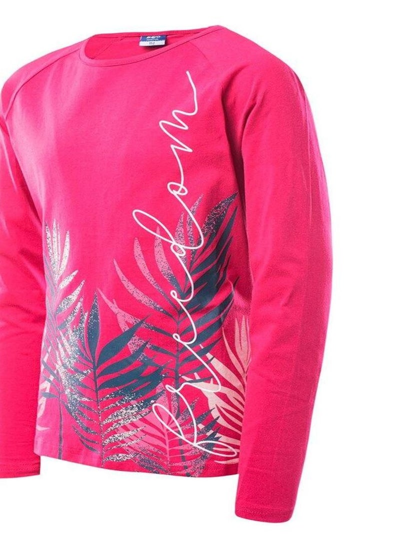 Bejo - T-shirt manches longues motif/style Feuilles RUTH Rose fushia - Kiabi