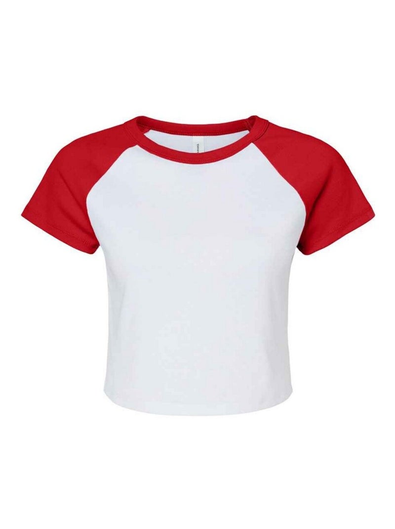 Bella + Canvas - Haut court BABY Blanc Rouge - Kiabi