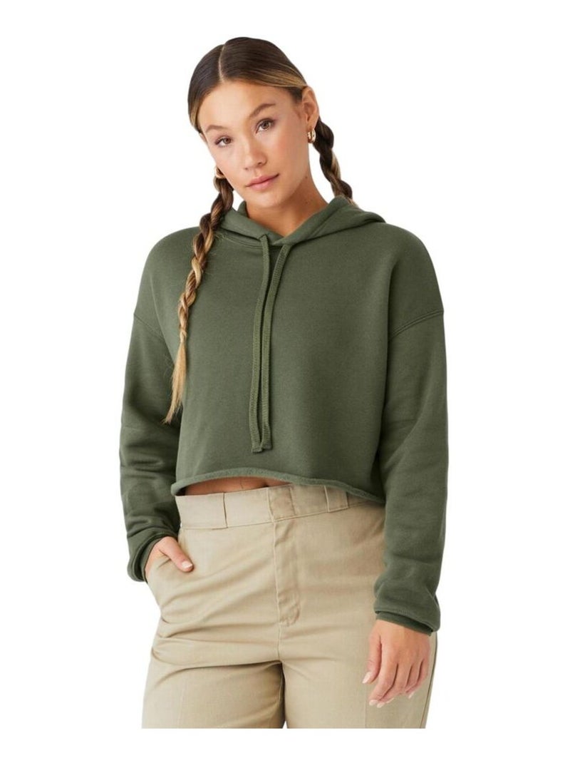Bella + Canvas - Sweat court à capuche Vert kaki - Kiabi
