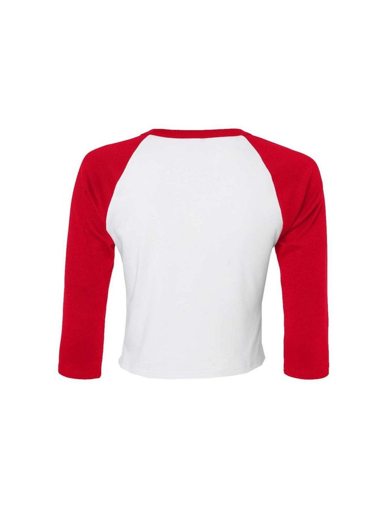 Bella + Canvas - T-shirt manches ¾ motif/style Bébé Blanc/Rouge - Kiabi