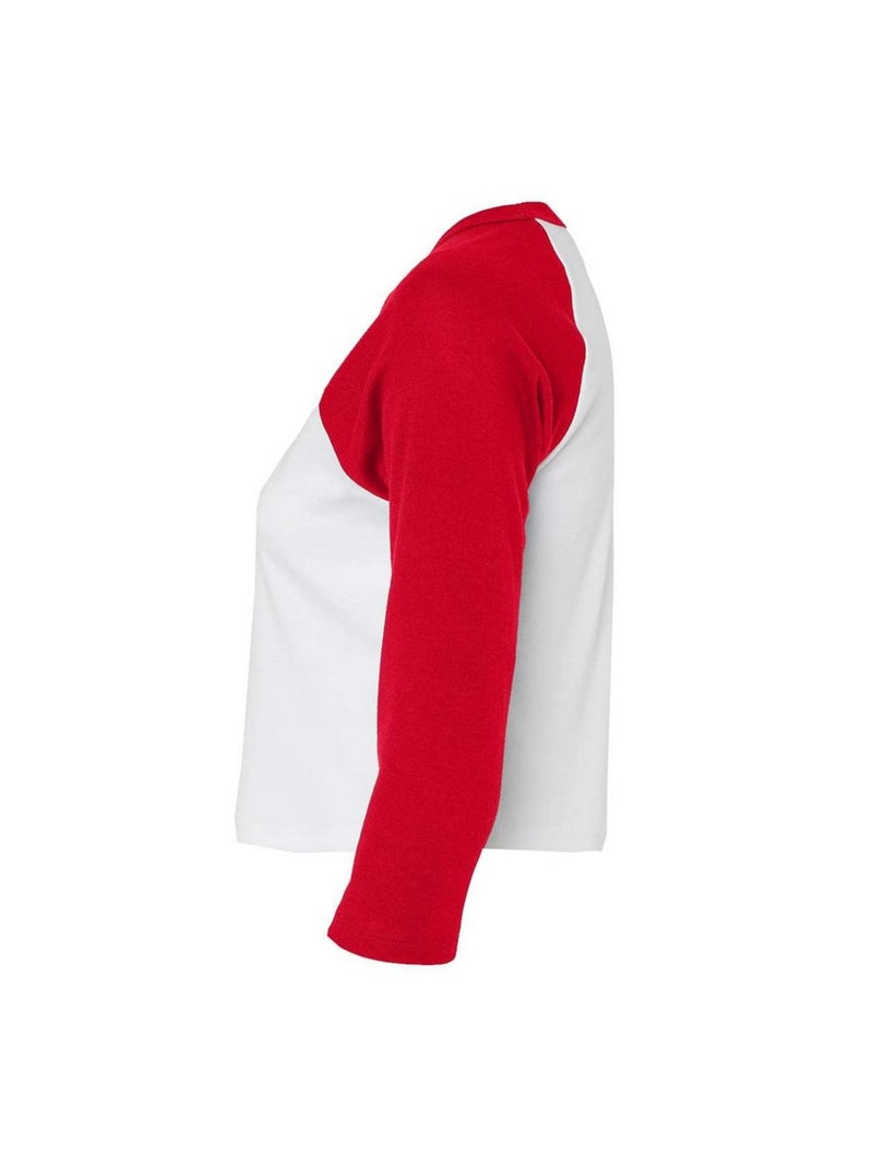 Bella + Canvas - T-shirt manches ¾ motif/style Bébé Blanc/Rouge - Kiabi