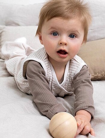 Pyjama Bébé Naissance en Coton Bio Beige - Gloop Baby - Prairymood