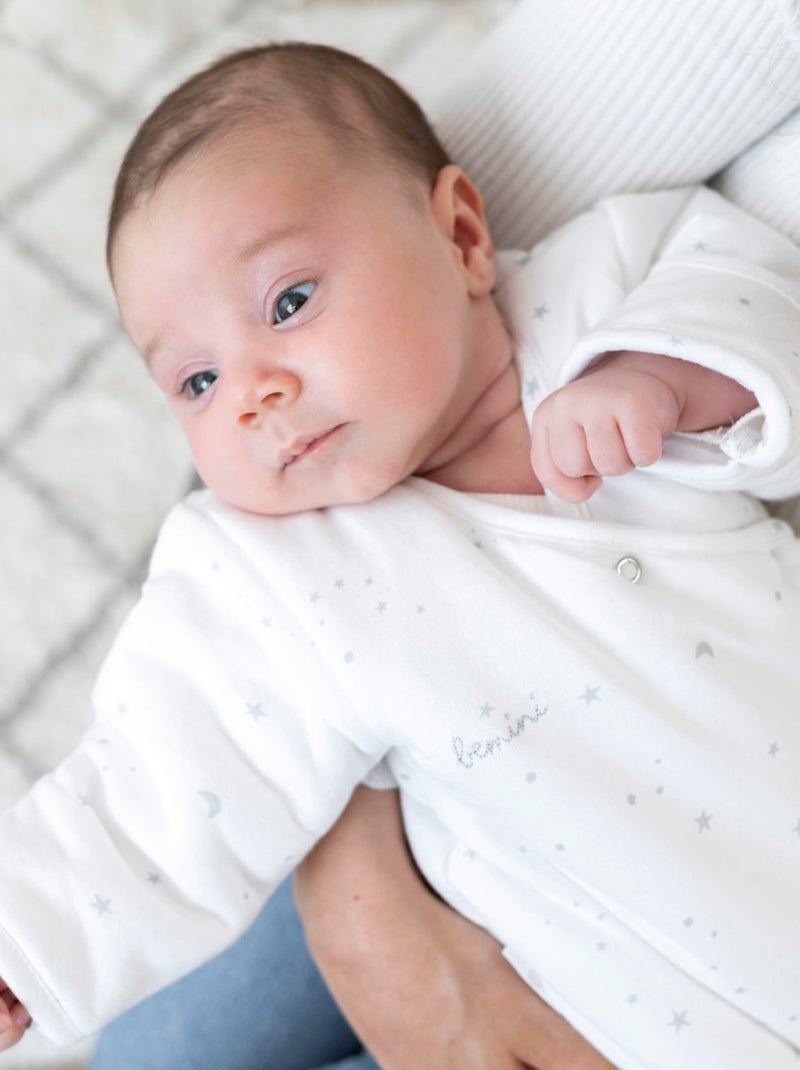 Bemini Gigoteuse avec moufles Pady jersey et jersey Blanc Gris - Kiabi