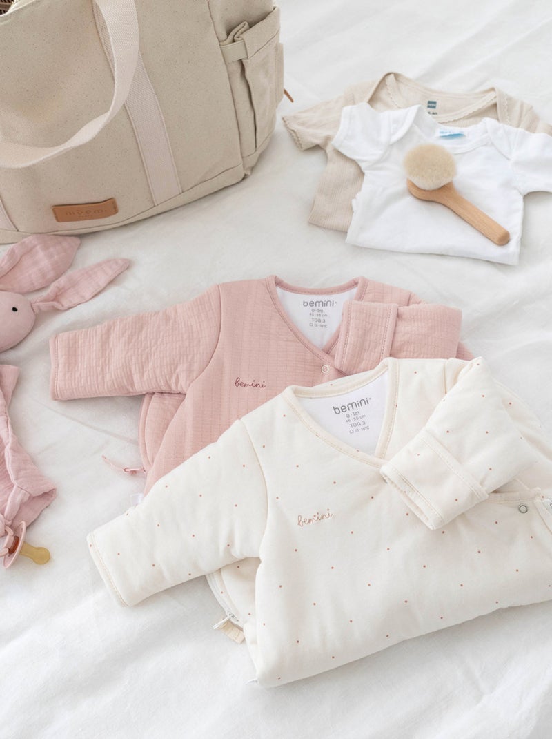 Bemini Gigoteuse avec moufles Pady jersey et jersey Ecru - Kiabi