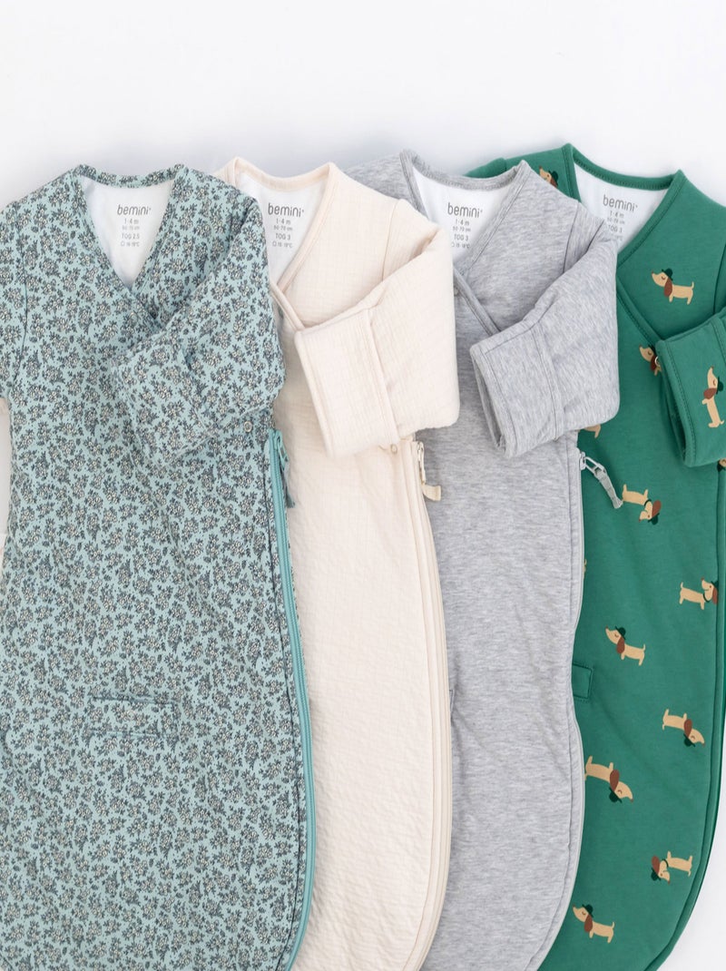 Bemini Gigoteuse avec moufles Pady jersey et jersey Gris chiné - Kiabi
