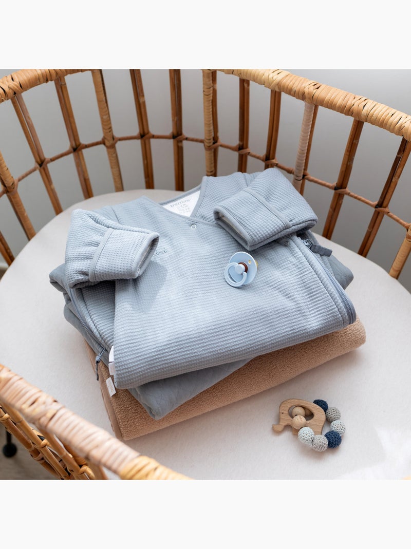 Bemini Gigoteuse avec moufles Pady waffle et jersey bio Bleu gris - Kiabi
