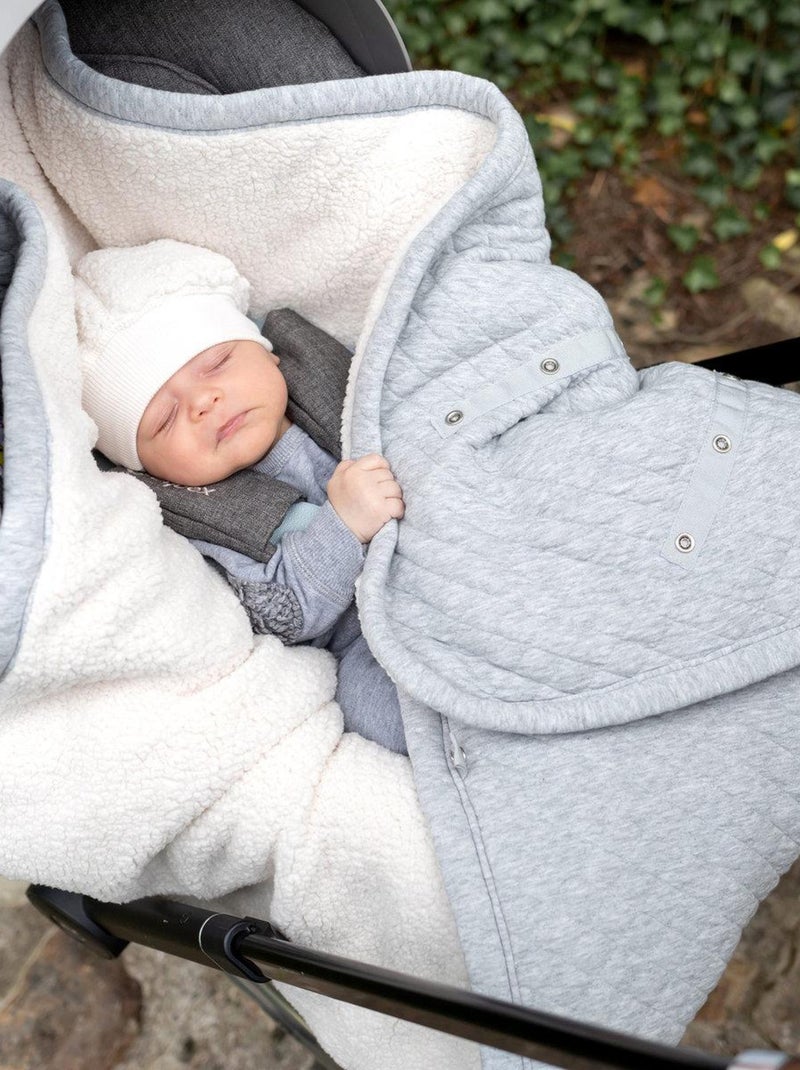 Bemini Nid d'ange BISIDE ouatiné Pady quilted et teddy Gris chiné - Kiabi