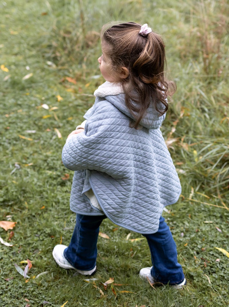 Bemini Poncho de voyage Pady quilted et teddy Bleu ardoise - Kiabi
