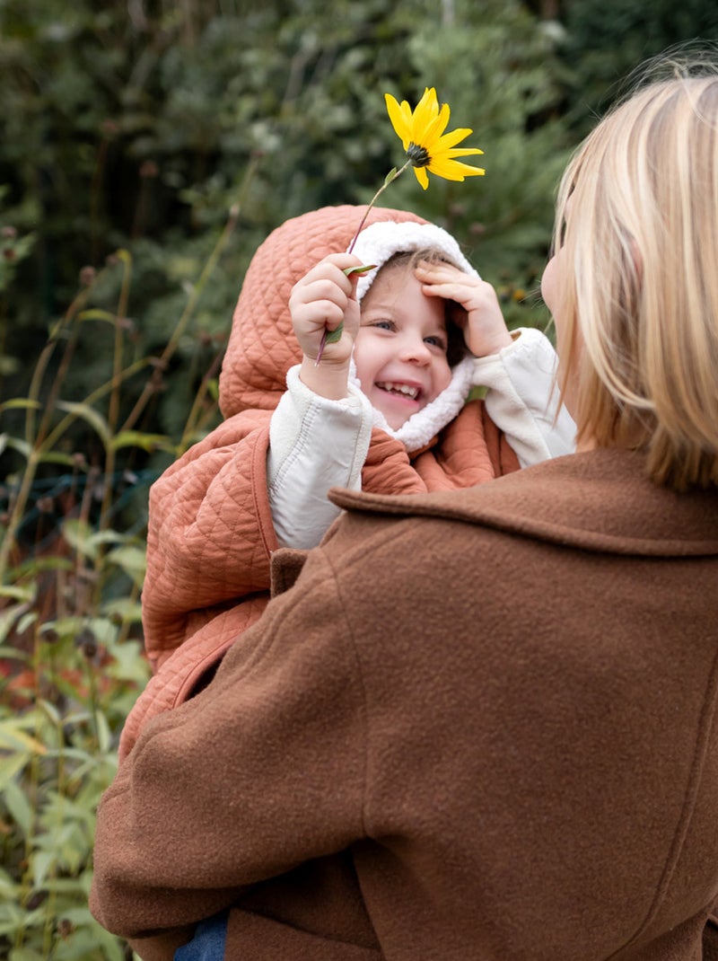 Bemini Poncho de voyage Pady quilted et teddy Rouge brique - Kiabi